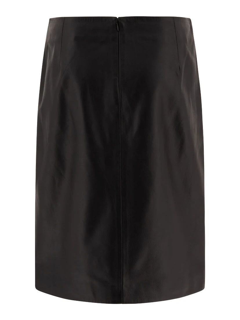 Leather midi skirt