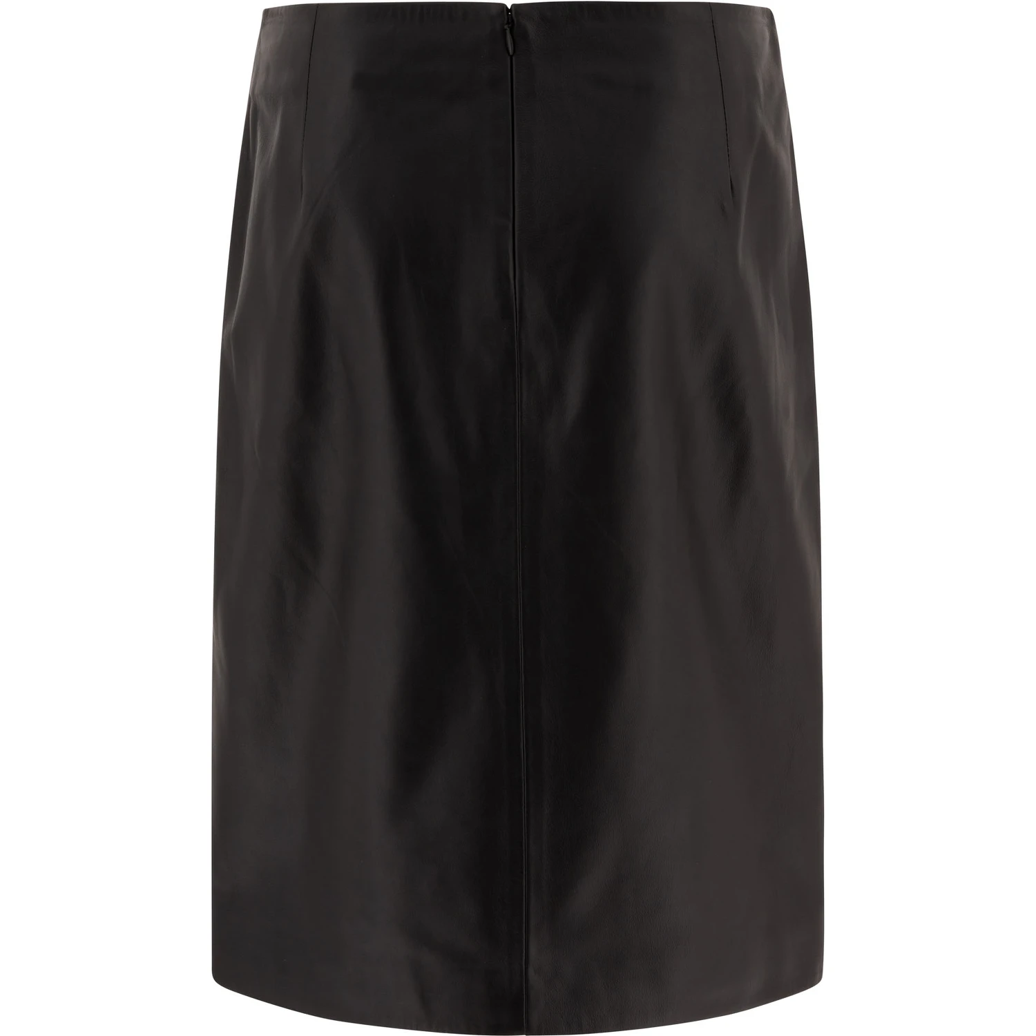 Leather midi skirt