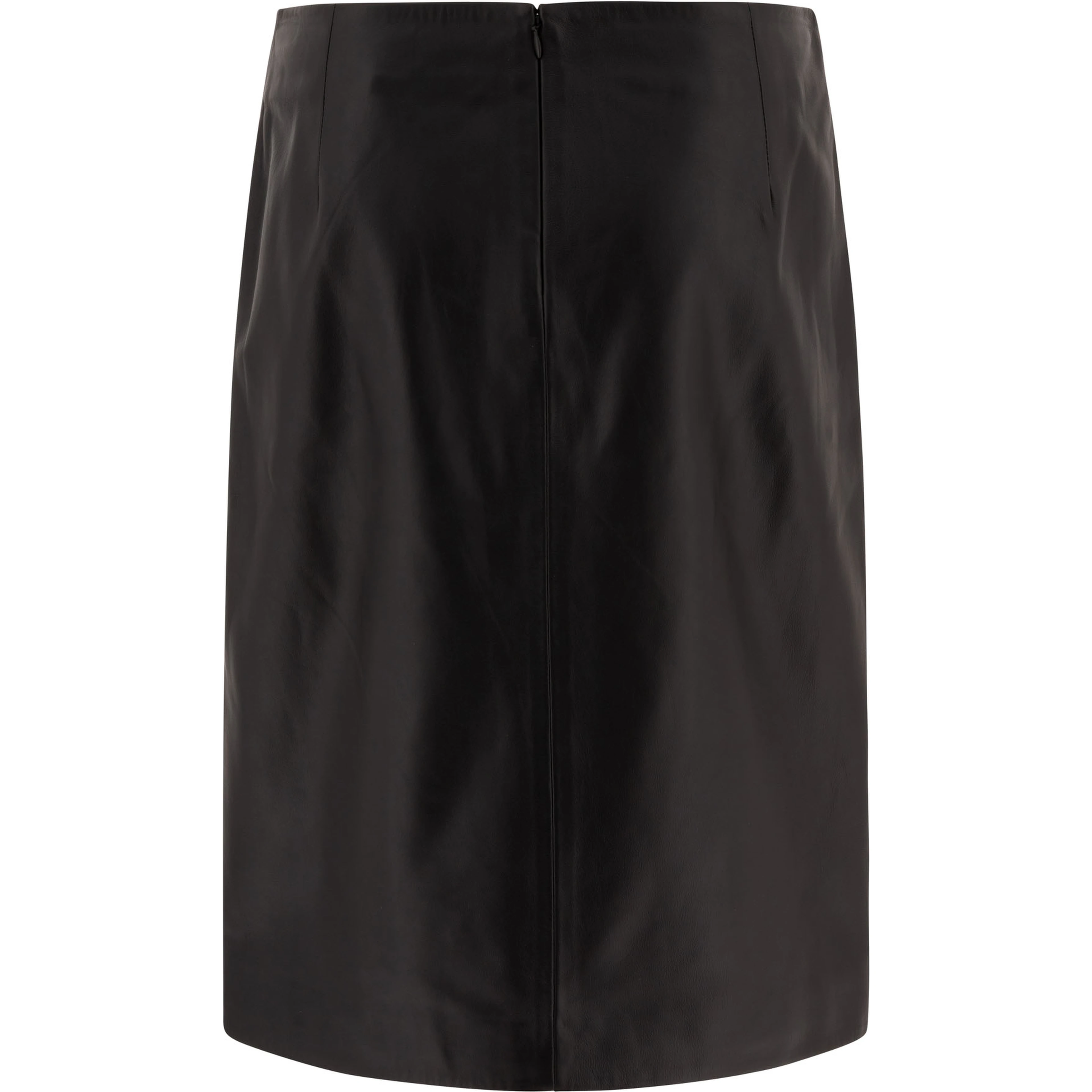 Leather midi skirt