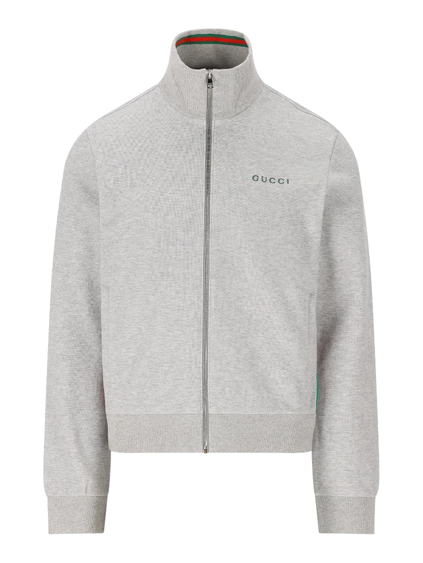 Zip-up funnel-neck t-shirt