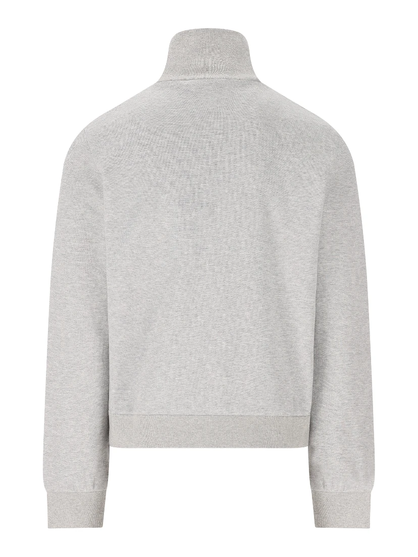 Zip-up funnel-neck t-shirt