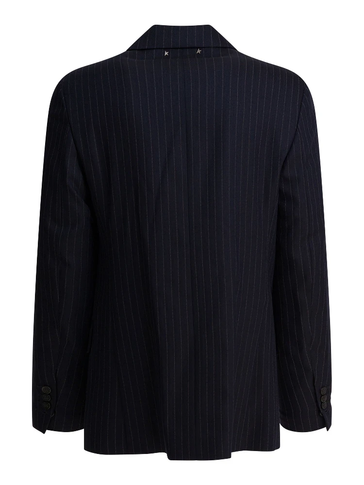 Double-breasted wool blazer alternative