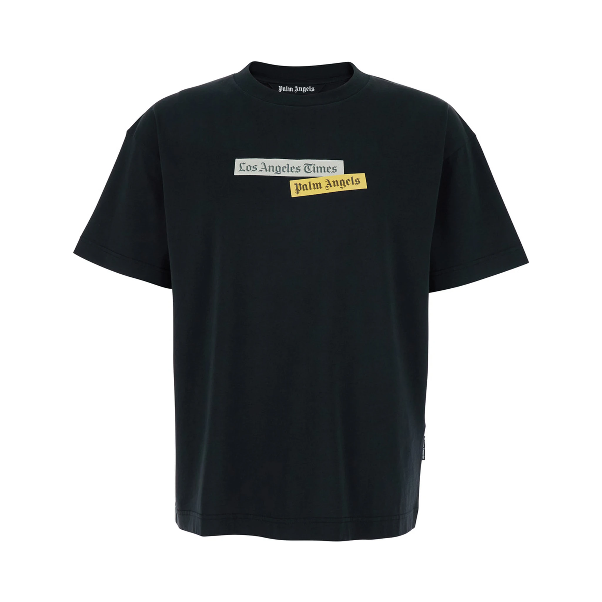 Black Crewneck T-Shirt with Logo Print on the Front in Cotton Man