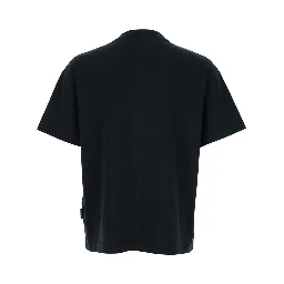 Black Crewneck T-Shirt with Logo Print on the Front in Cotton Man