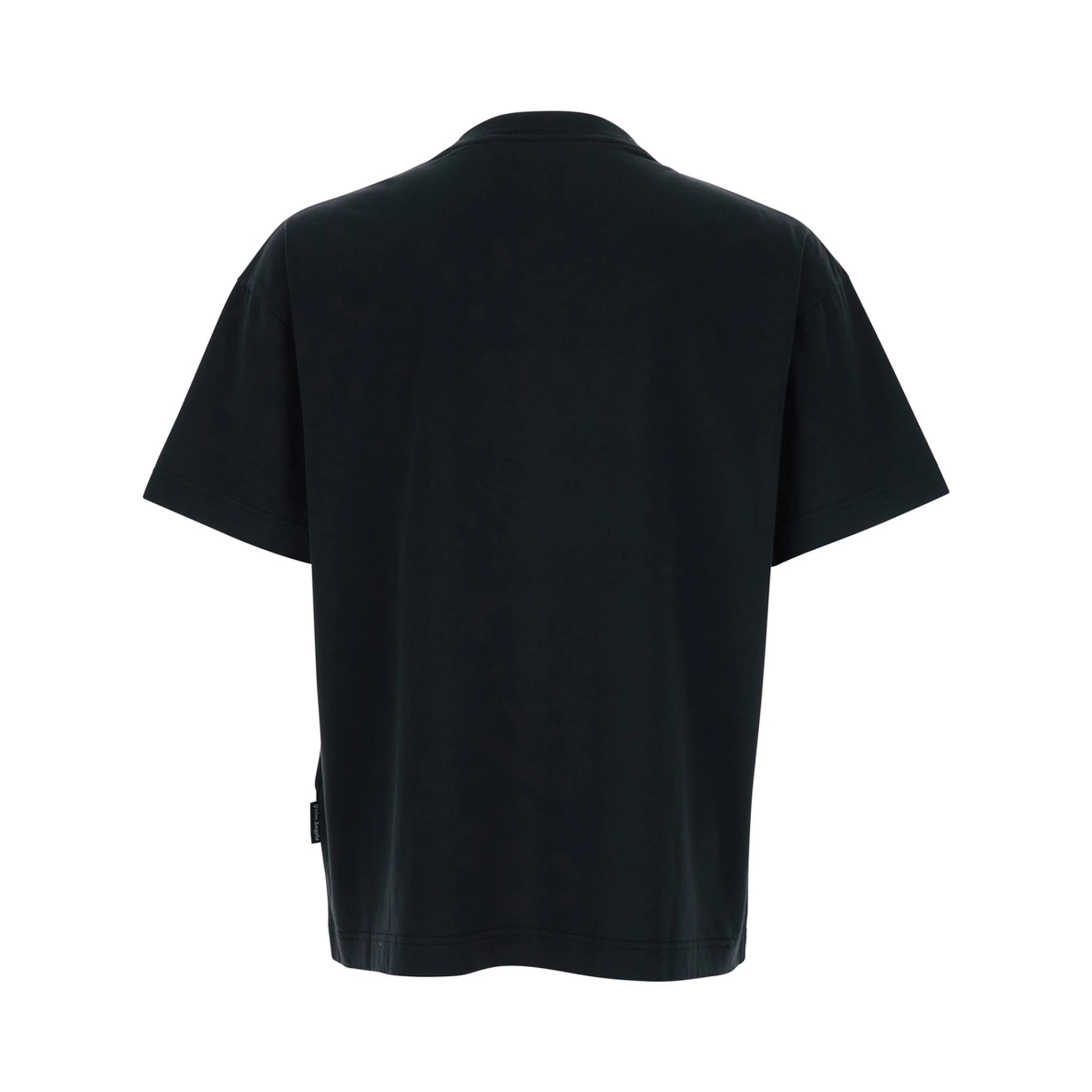 Black Crewneck T-Shirt with Logo Print on the Front in Cotton Man