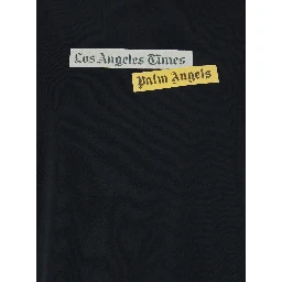 Black Crewneck T-Shirt with Logo Print on the Front in Cotton Man