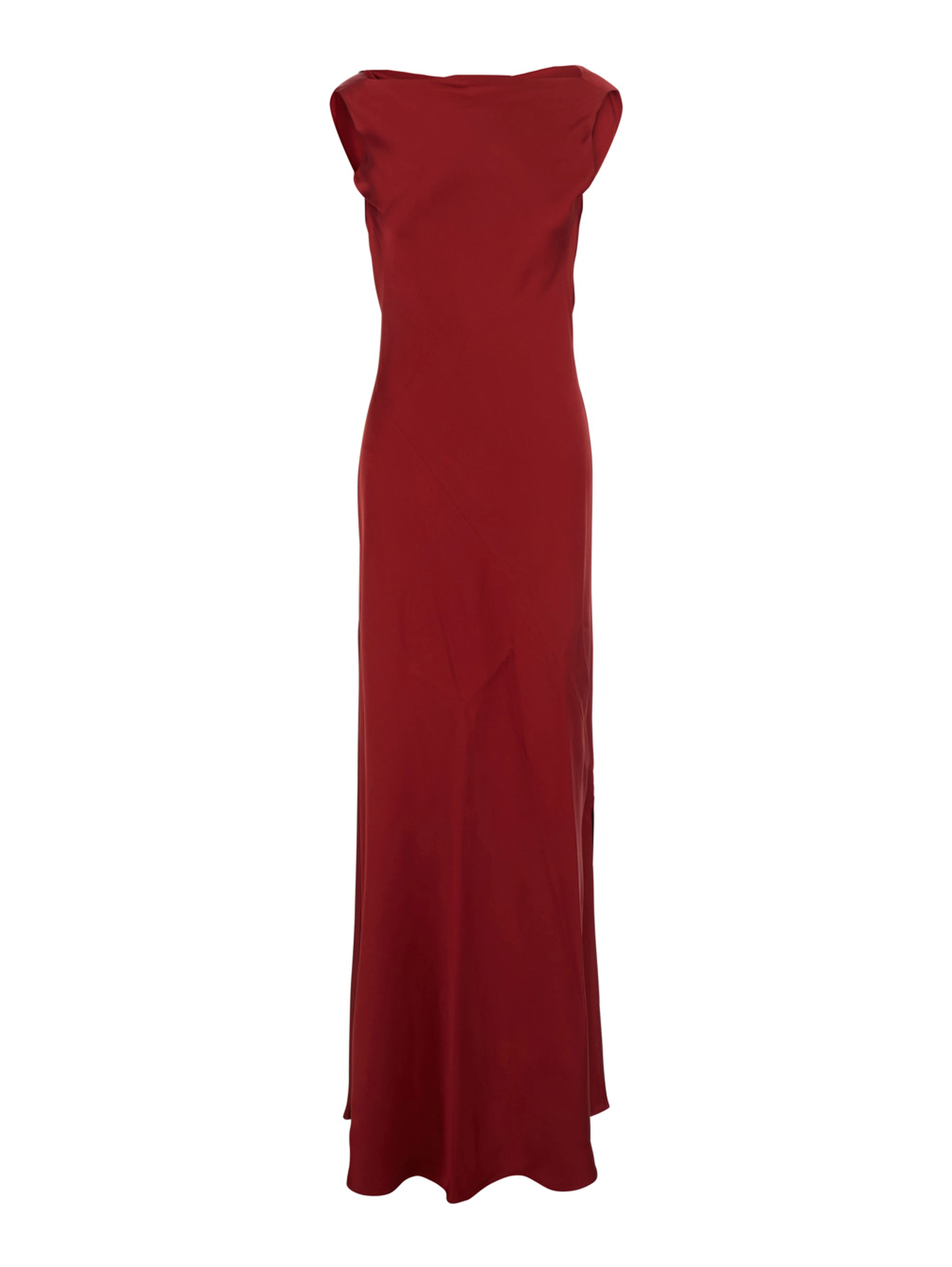 Mara Red Long Dress with Draped Neckline in Acetate Blend Woman