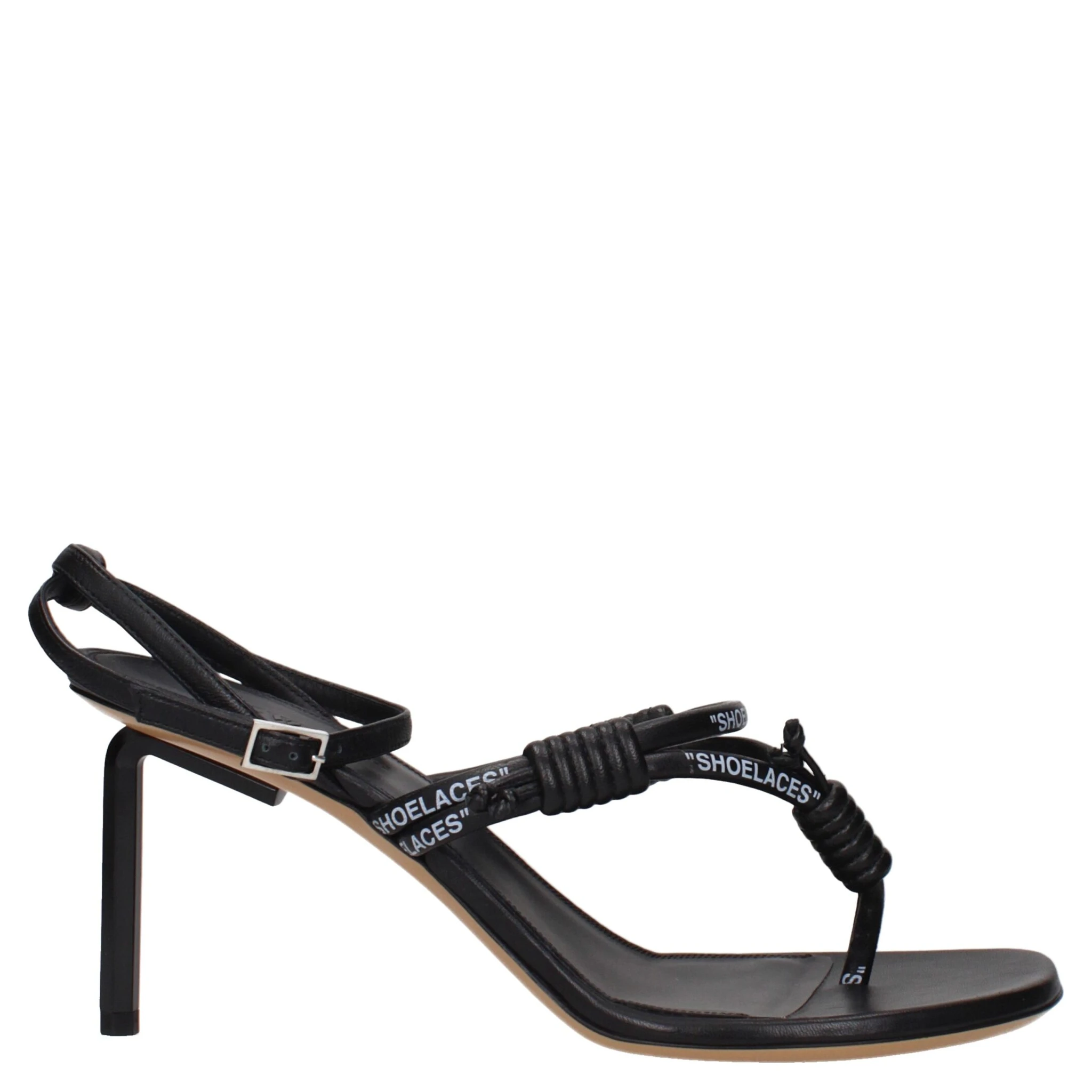 Black Leather Flip-Flop Sandals
