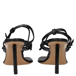 Black Leather Flip-Flop Sandals