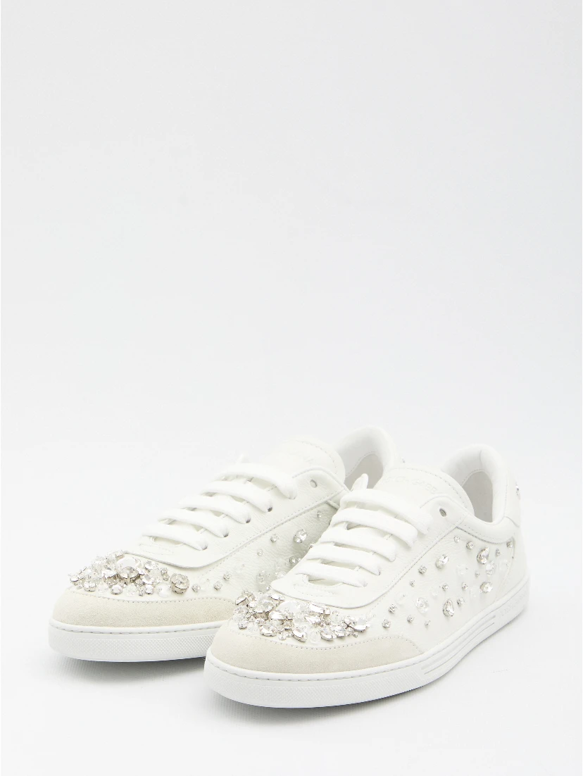 Sneakers embellished with rhinestones