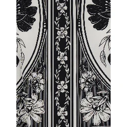 Flower Leopard Black and White Blouse with Boat Neckline and All-Over Floral Print in Cotton Woman