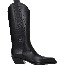 Black Leather High Heel Boots