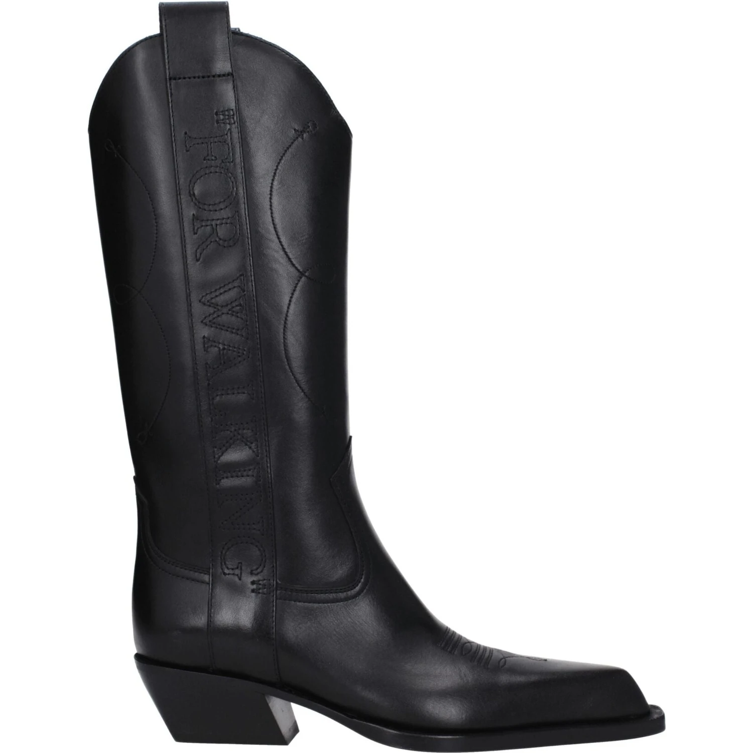 Black Leather High Heel Boots