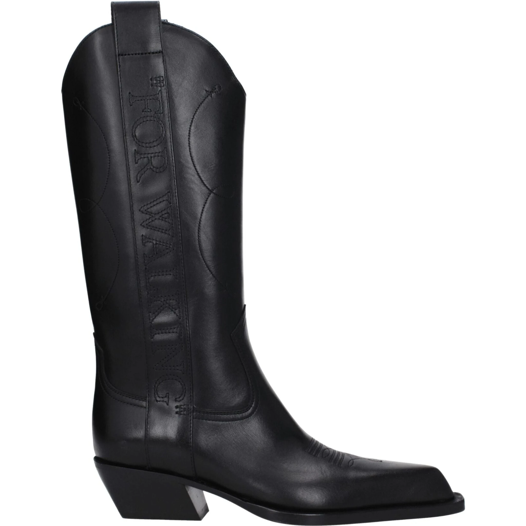 Black Leather High Heel Boots