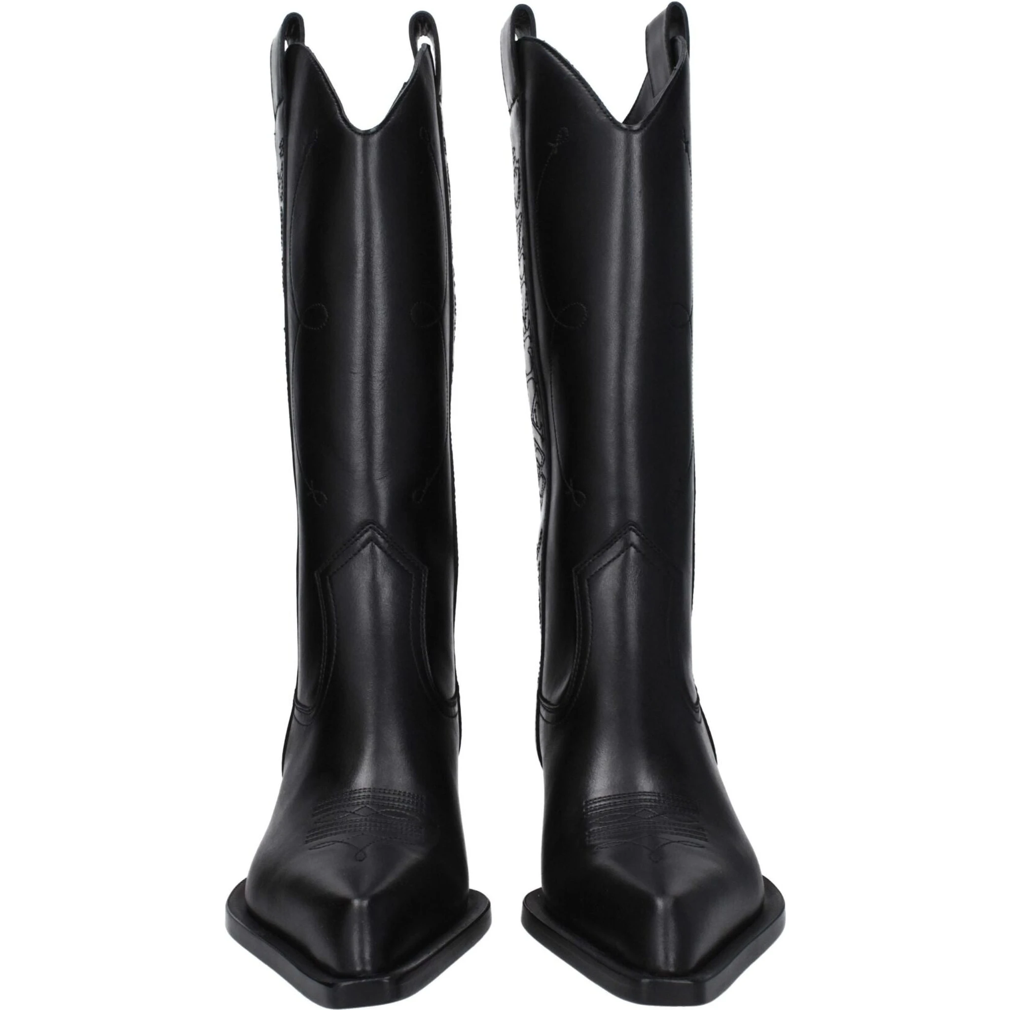 Black Leather High Heel Boots