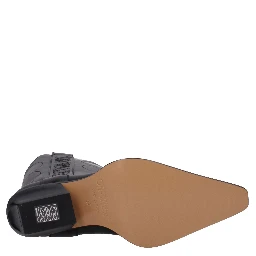 Black Leather High Heel Boots