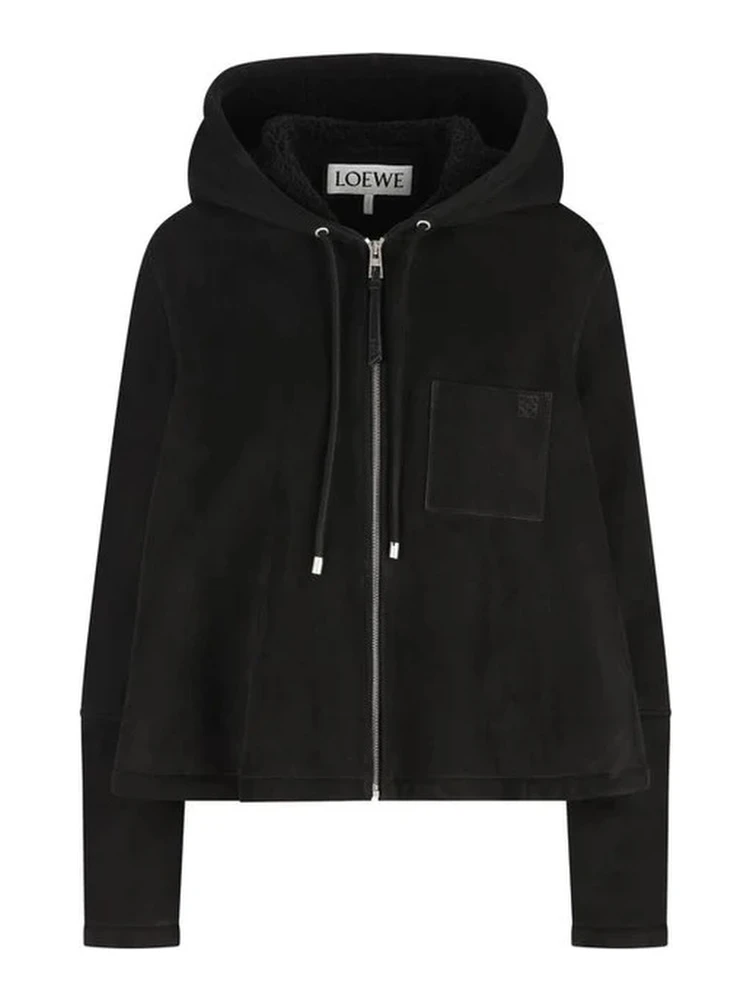Hoodie jacket in shearling