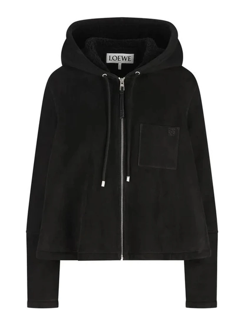 Hoodie jacket in shearling
