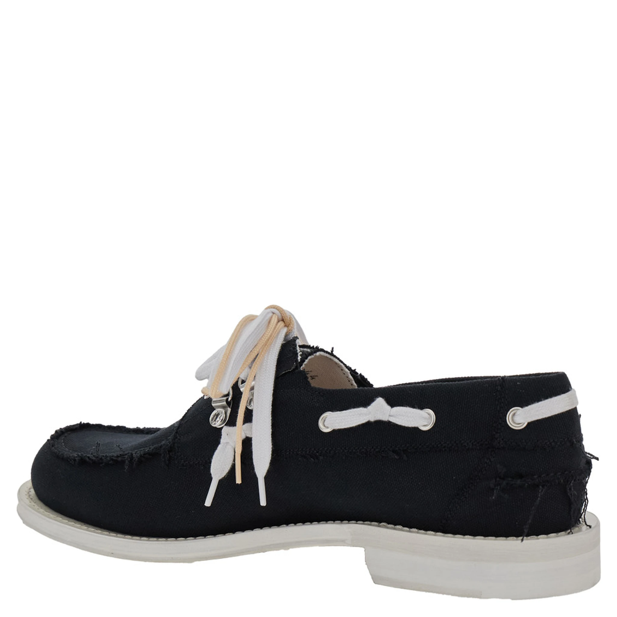 D2 x Magliano Black Loafers with Logo Patch on the Side and Front Laces in Cotton Man