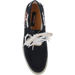 D2 x Magliano Black Loafers with Logo Patch on the Side and Front Laces in Cotton Man