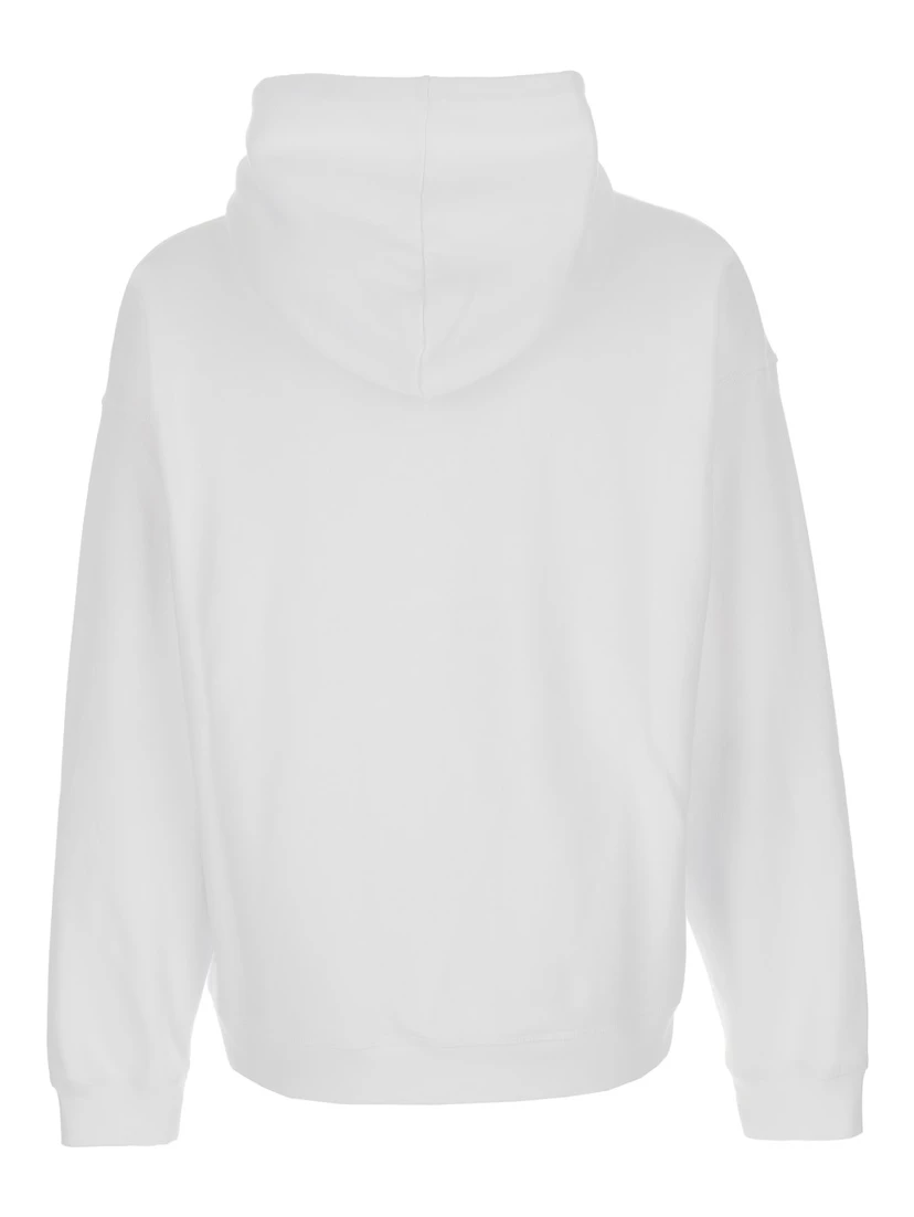 D2 x Magliano White Hoodie with Drawstring Hood with Maxi Print on the Front in Cotton Man