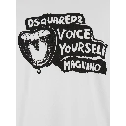 D2 x Magliano White Hoodie with Drawstring Hood with Maxi Print on the Front in Cotton Man