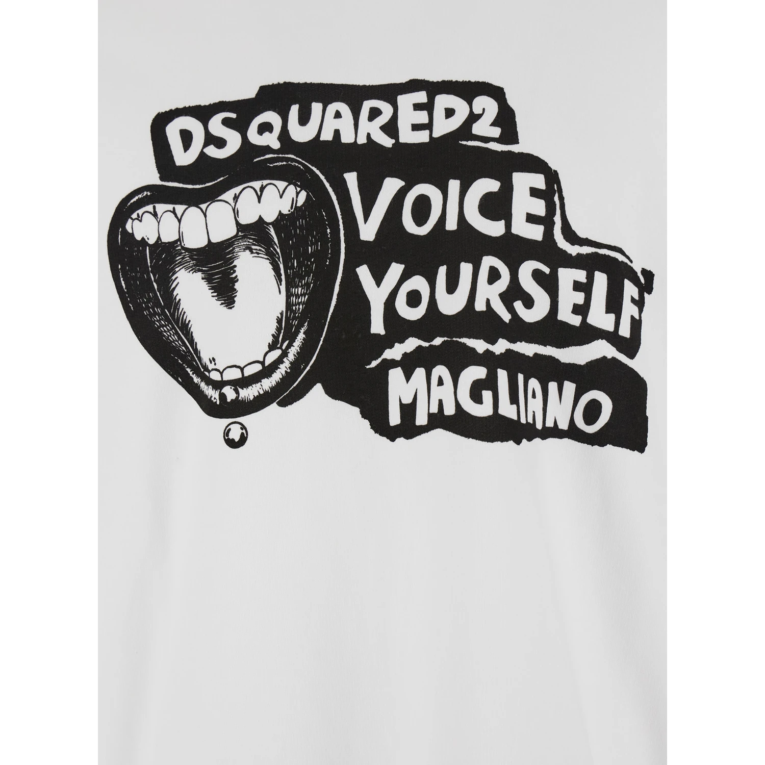 D2 x Magliano White Hoodie with Drawstring Hood with Maxi Print on the Front in Cotton Man