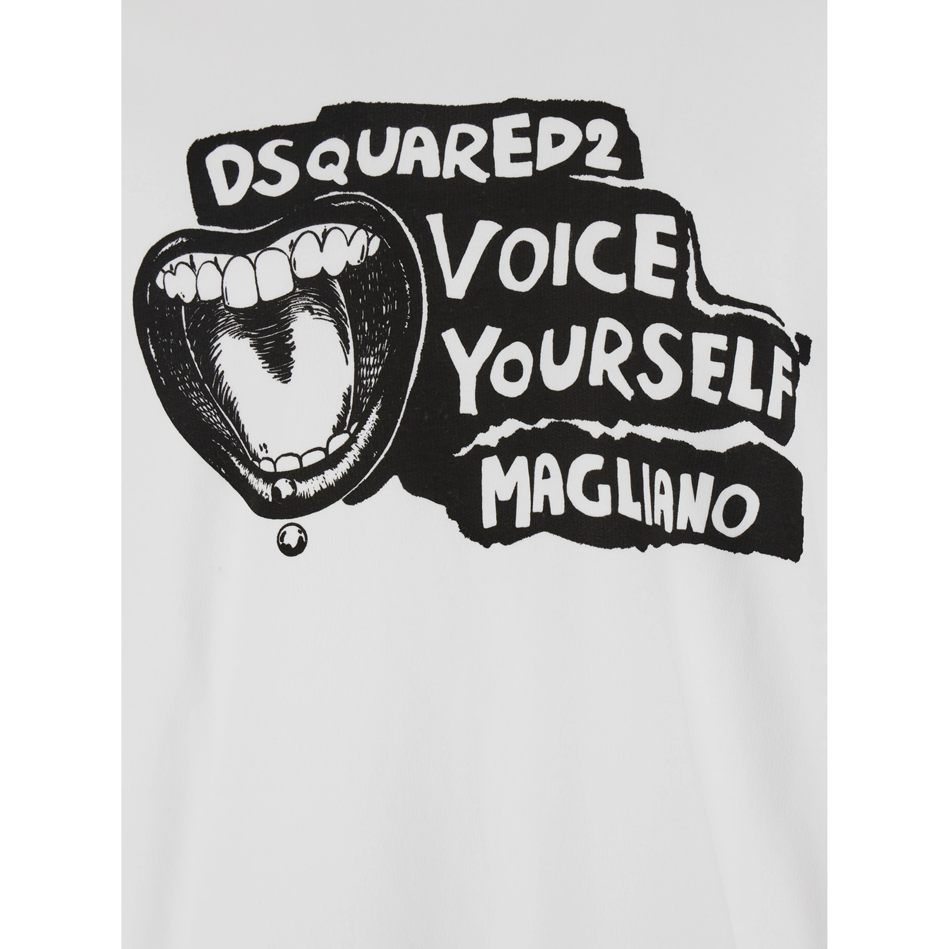 D2 x Magliano White Hoodie with Drawstring Hood with Maxi Print on the Front in Cotton Man
