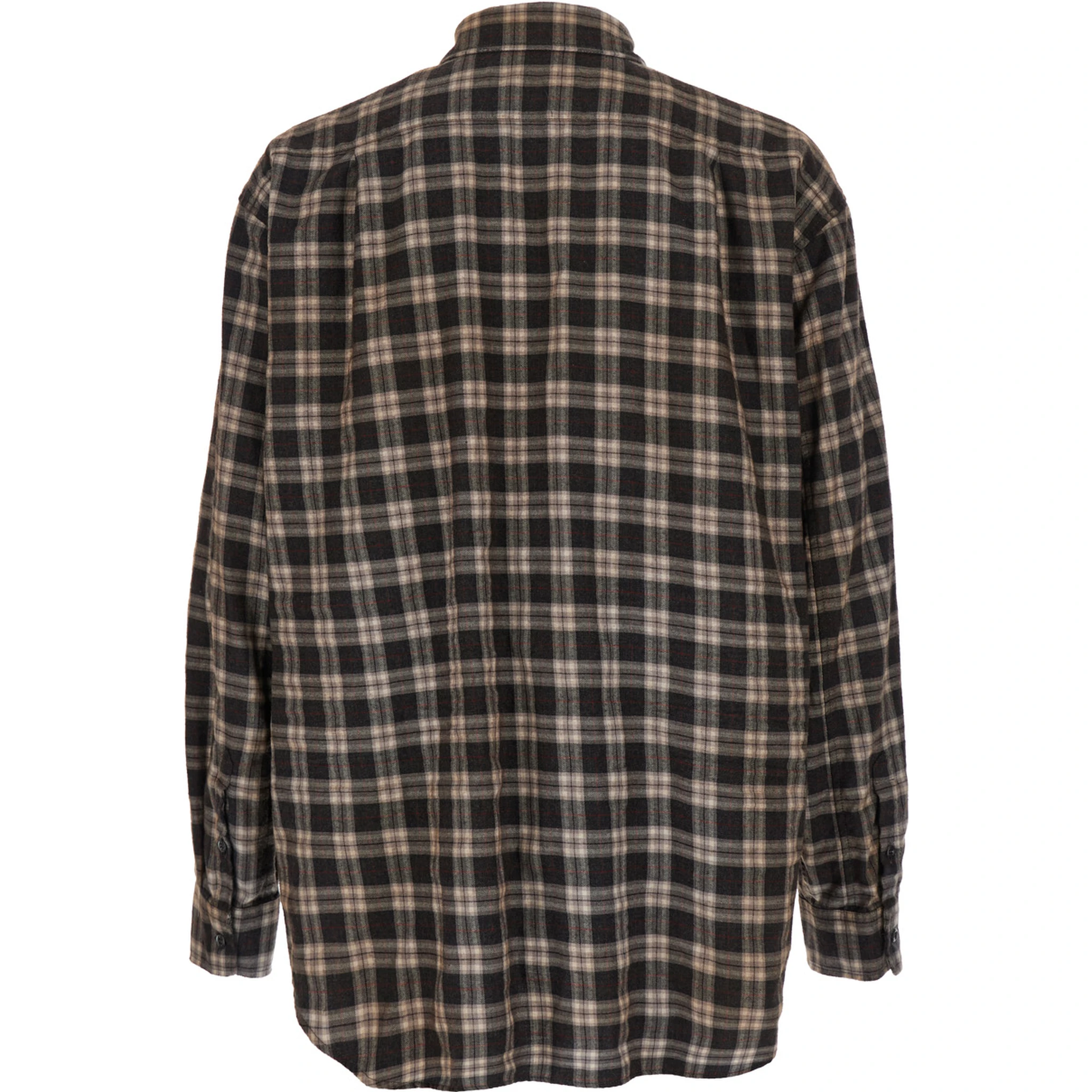D2 x Magliano Brown Shirt with Tie Detail on the Front and All-Over Check Motif in Cotton Man