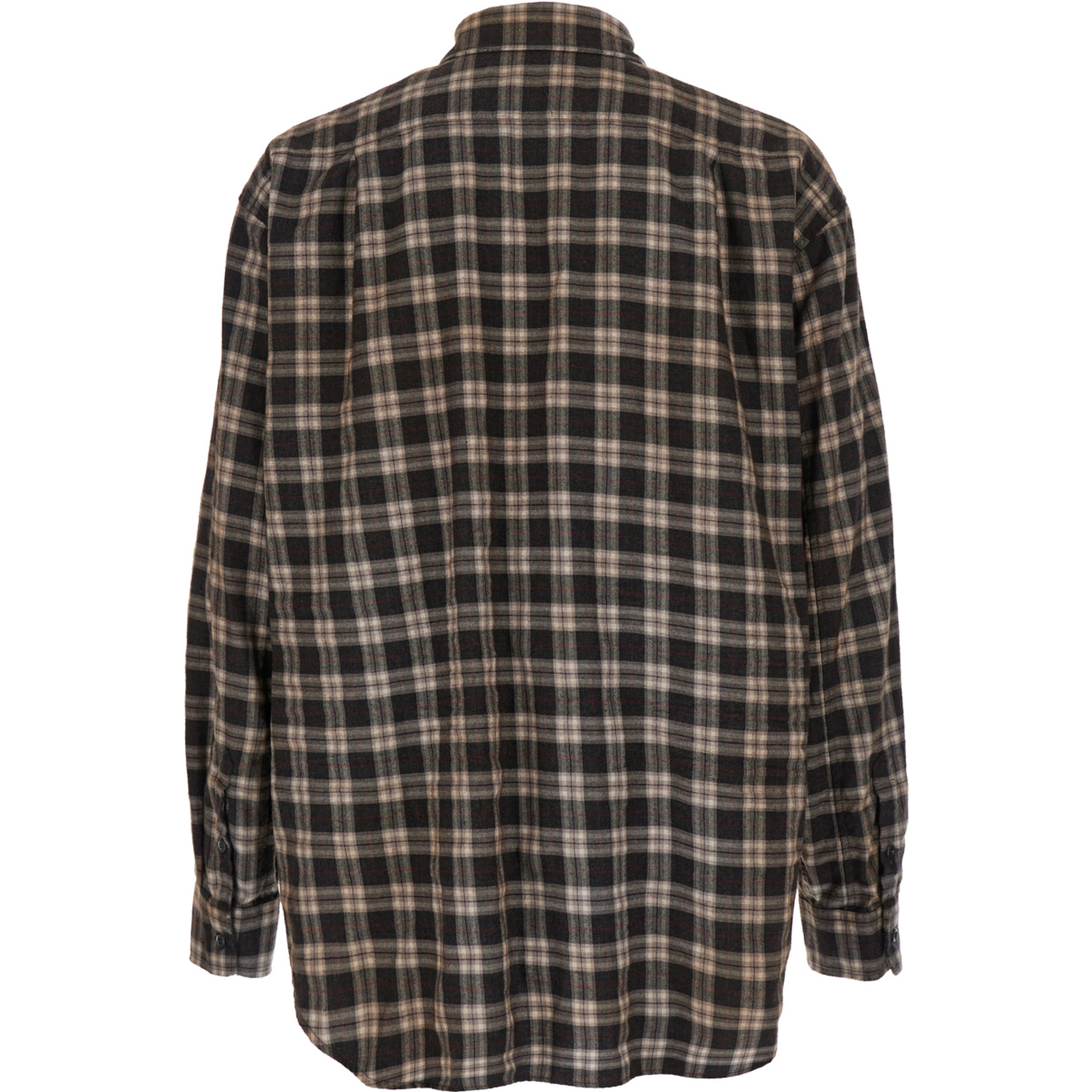 D2 x Magliano Brown Shirt with Tie Detail on the Front and All-Over Check Motif in Cotton Man