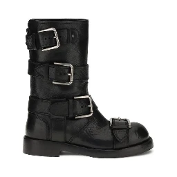 Black Calf Leather Bos Taurus Lace-Up Boots