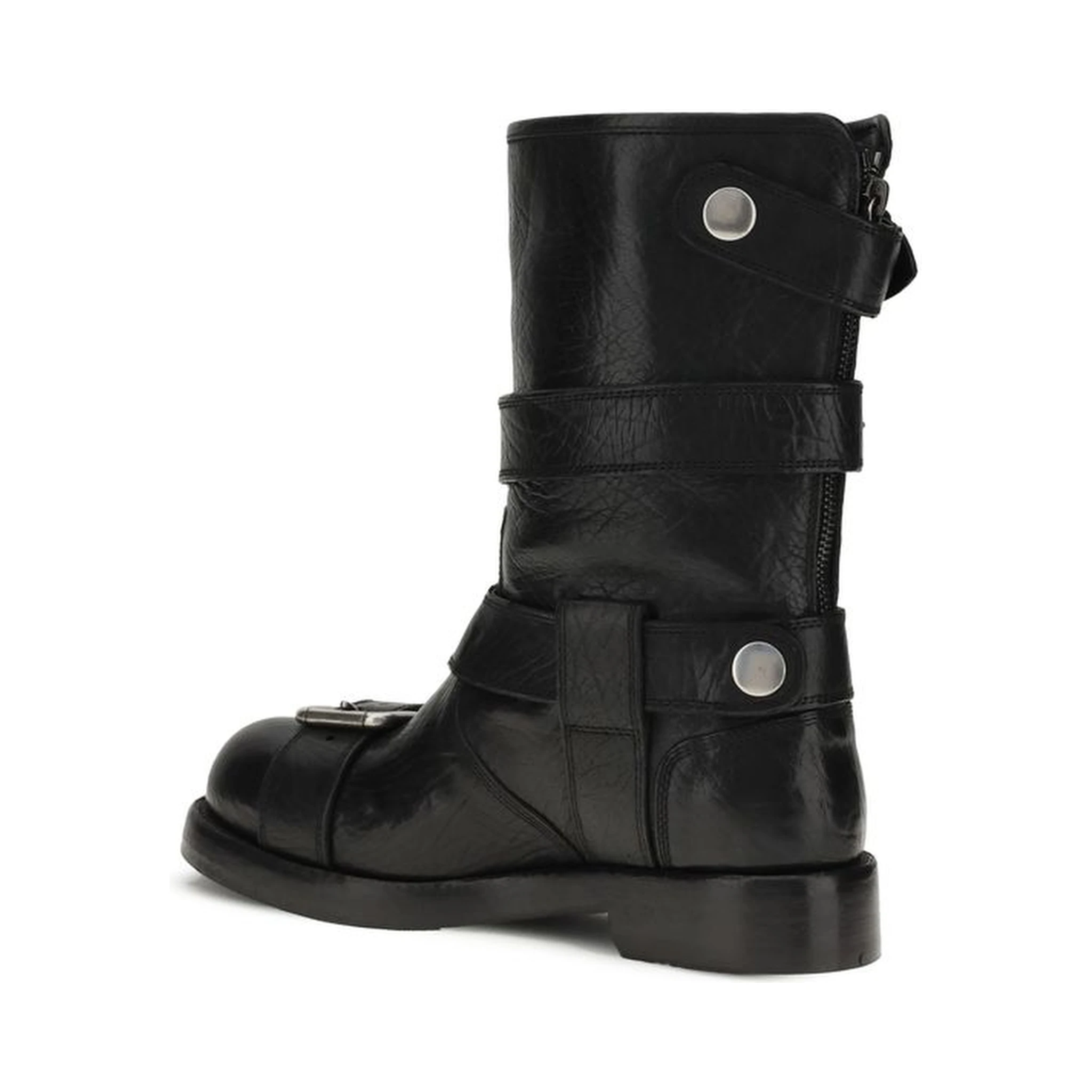 Black Calf Leather Bos Taurus Lace-Up Boots