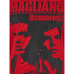 D2 x Magliano Red Crewneck T-Shirt with Maxi Print on the Front in Cotton Man