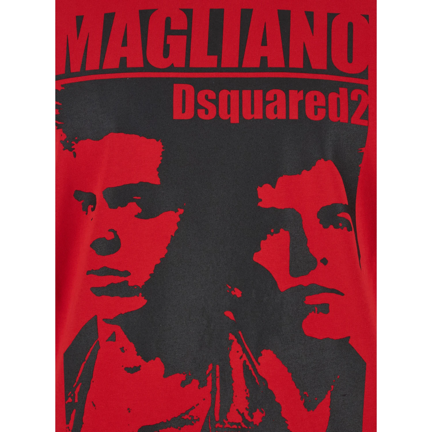 D2 x Magliano Red Crewneck T-Shirt with Maxi Print on the Front in Cotton Man