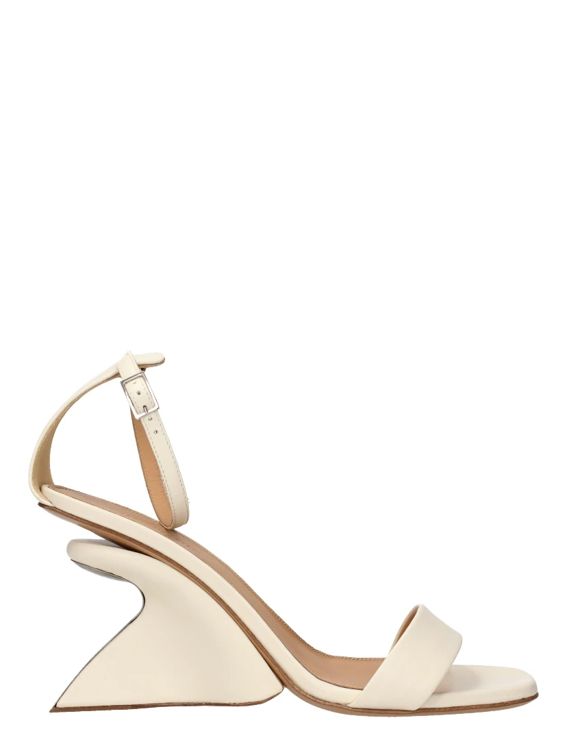 Beige Leather Platform Sandals
