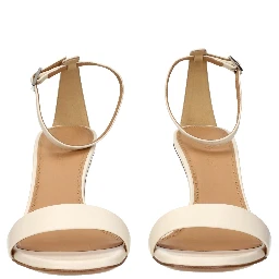 Beige Leather Platform Sandals