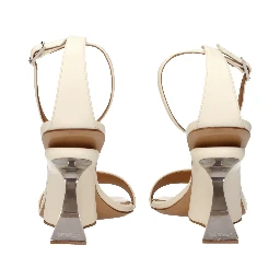 Beige Leather Platform Sandals