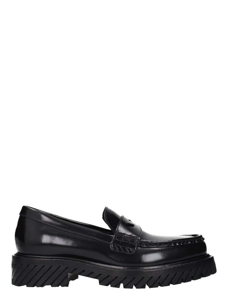 Black Leather Slip-On Loafers