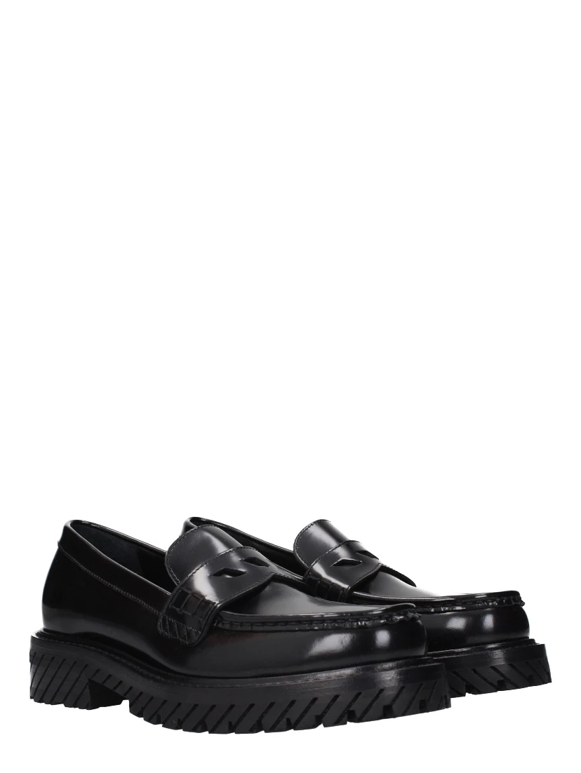 Black Leather Slip-On Loafers