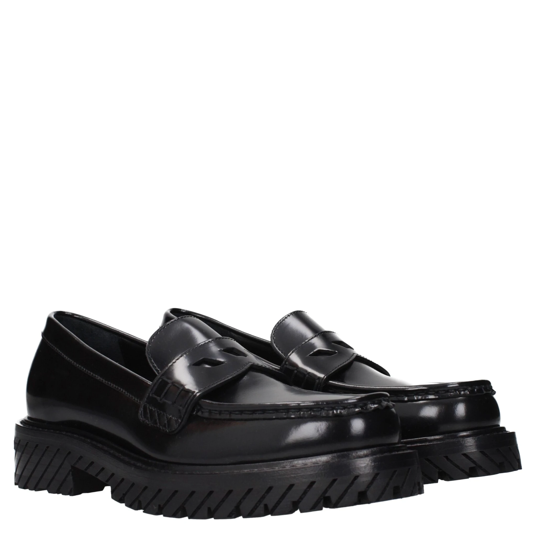 Black Leather Slip-On Loafers