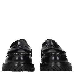 Black Leather Slip-On Loafers