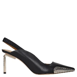 Black Leather High Heel Pumps