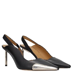 Black Leather High Heel Pumps