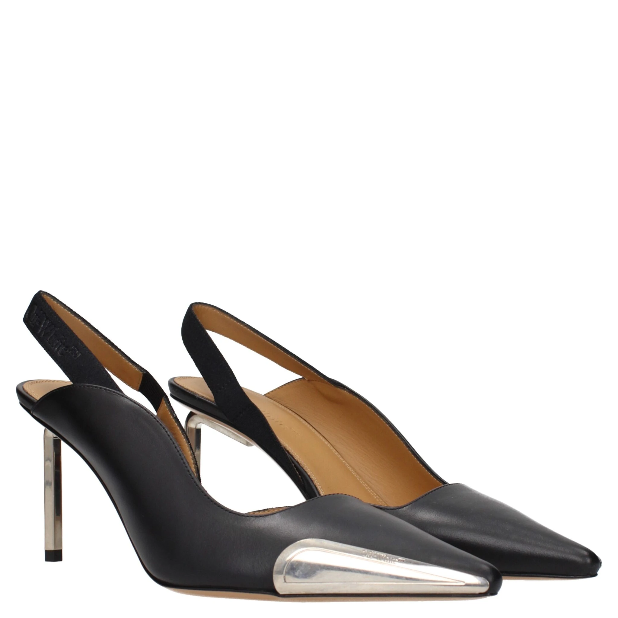 Black Leather High Heel Pumps