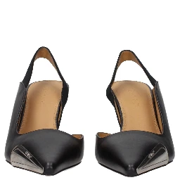 Black Leather High Heel Pumps