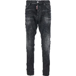 Cool Gut Black Jeans with Belt Loops and Faded Effect in Denim Man