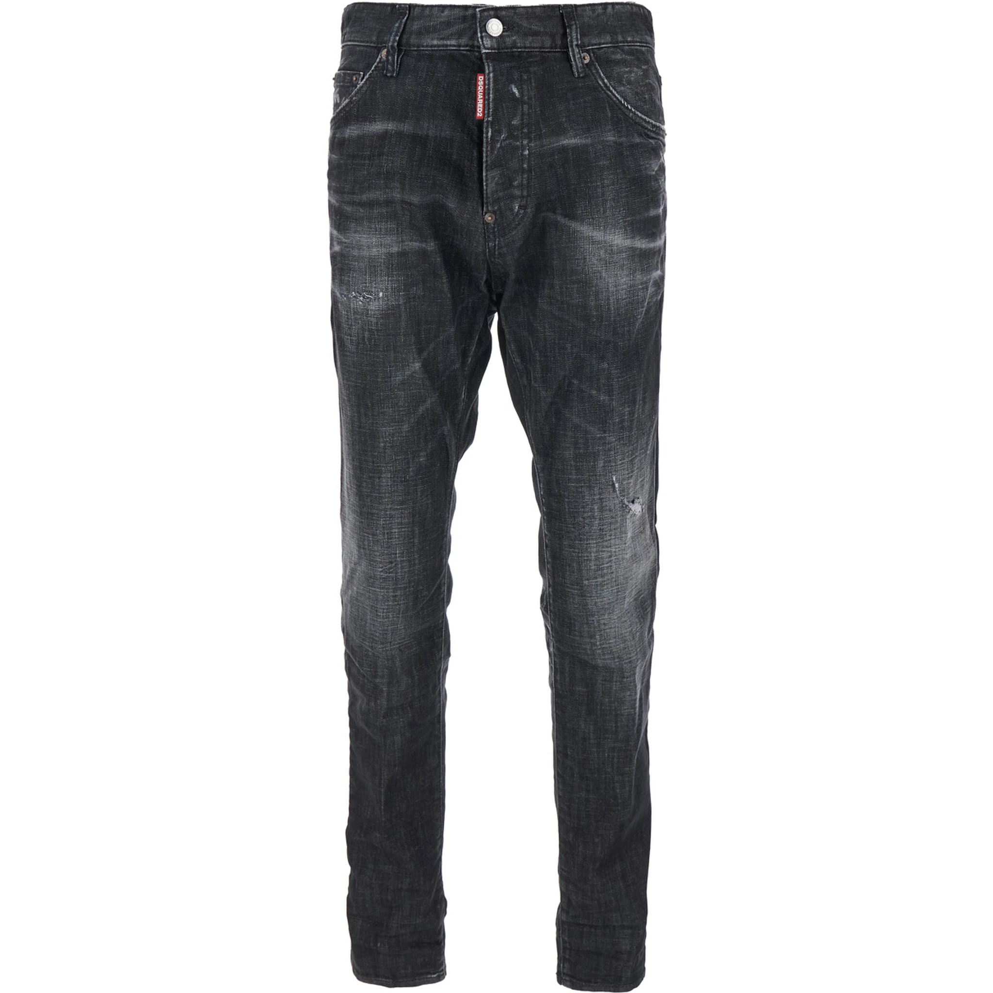 Cool Gut Black Jeans with Belt Loops and Faded Effect in Denim Man