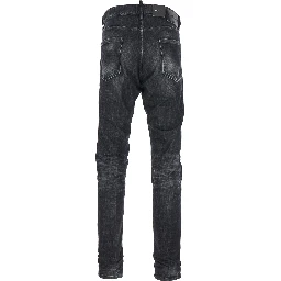 Cool Gut Black Jeans with Belt Loops and Faded Effect in Denim Man