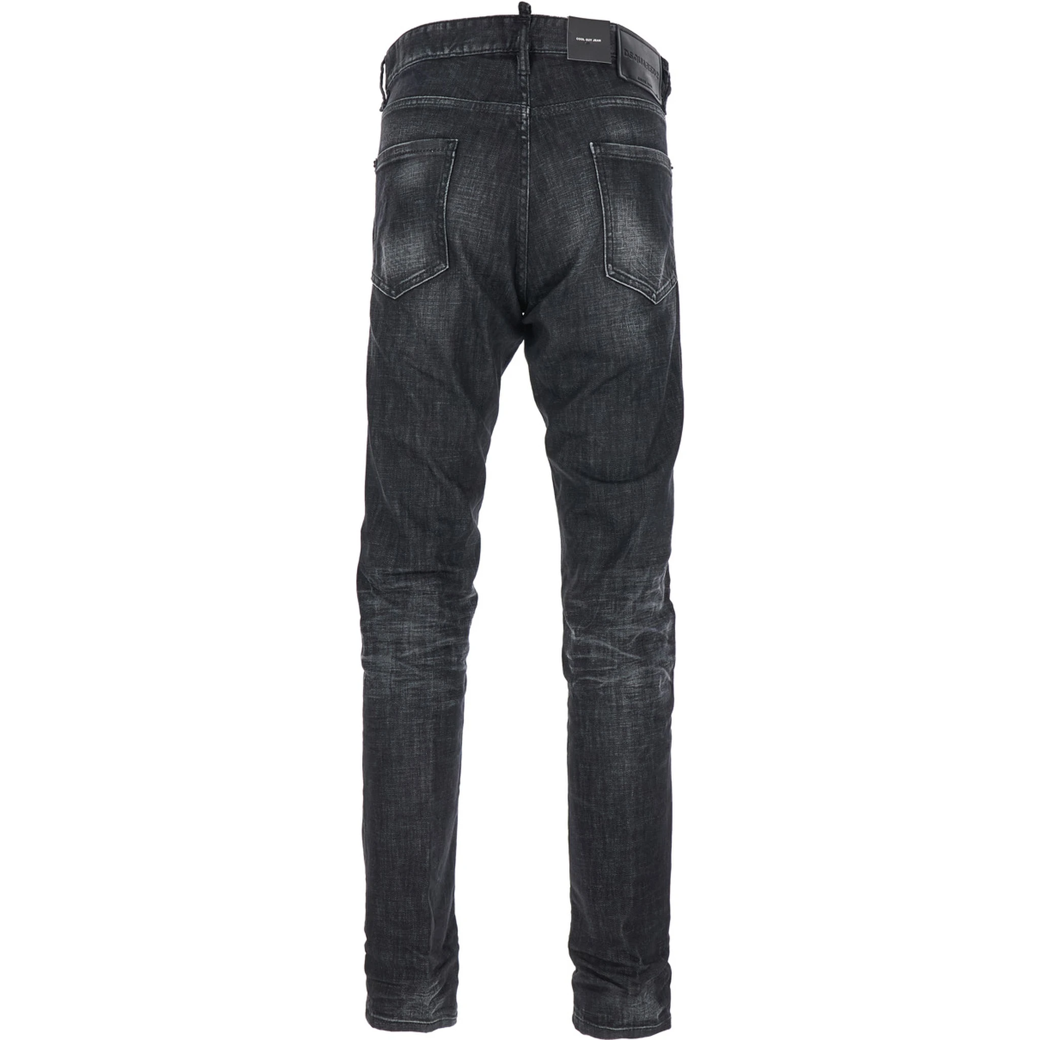 Cool Gut Black Jeans with Belt Loops and Faded Effect in Denim Man