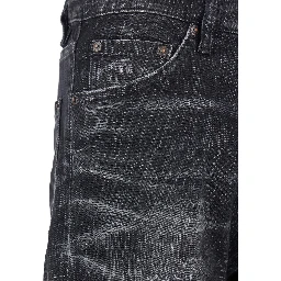 Cool Gut Black Jeans with Belt Loops and Faded Effect in Denim Man